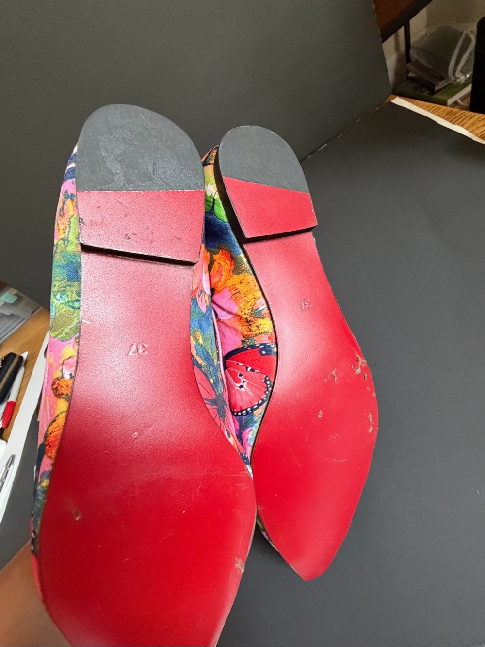 Rock star Studded Pink Butterfly Pointed Flats - Picture 5 of 5